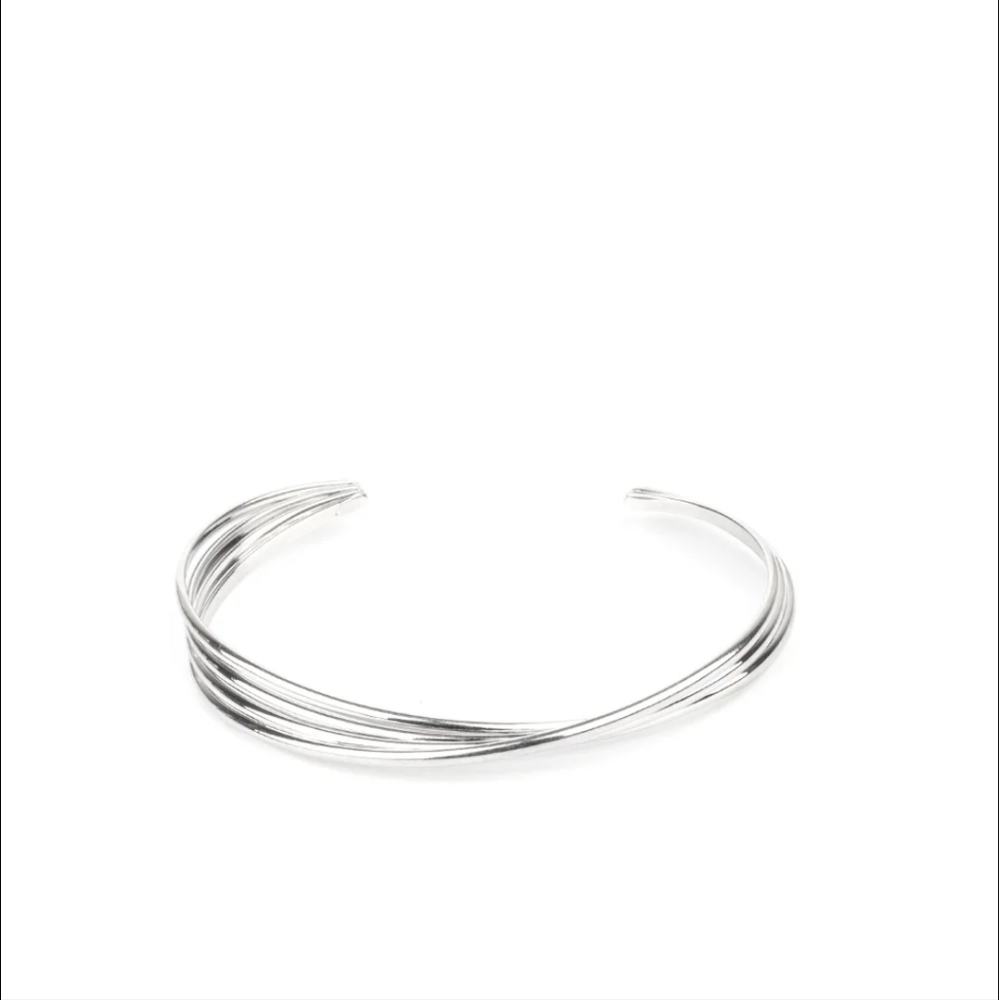 Paparazzi Bringing Basics Back Silver Twisted Wire Cuff Bracelet NEW